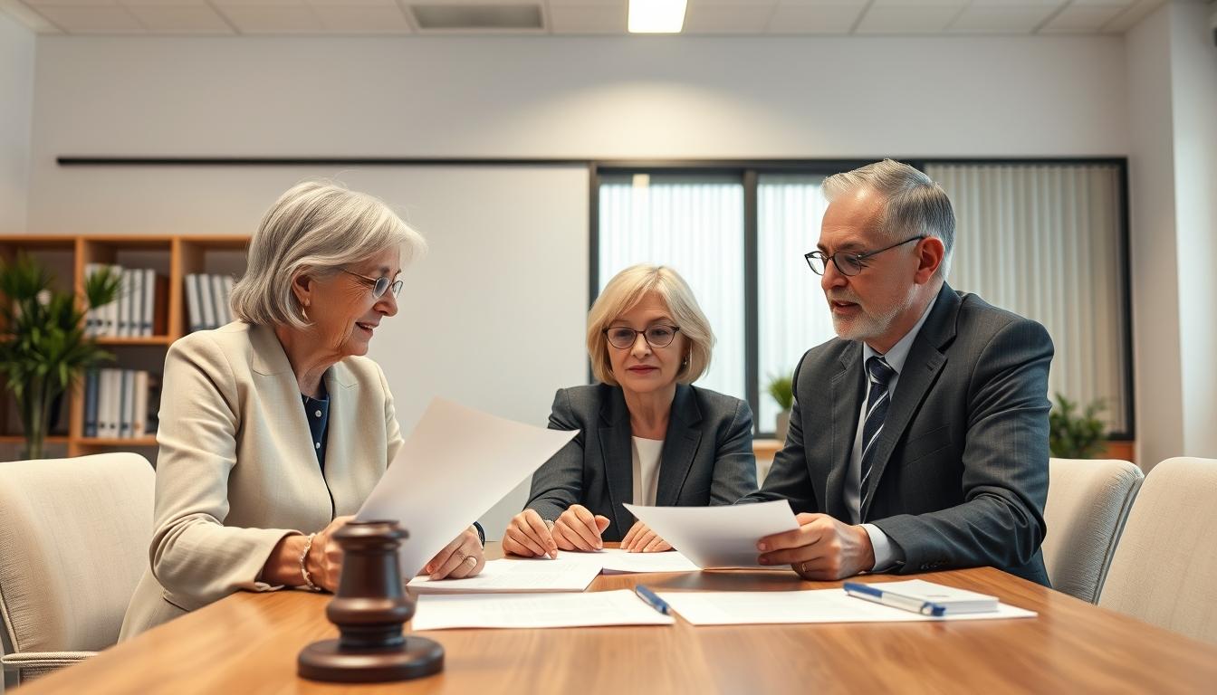 Family examining legal documents